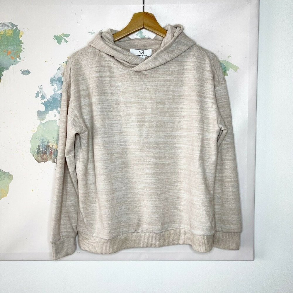 Magaschoni Size Small Sweater Hooded Soft Pullover Heather Nude Beige NWT